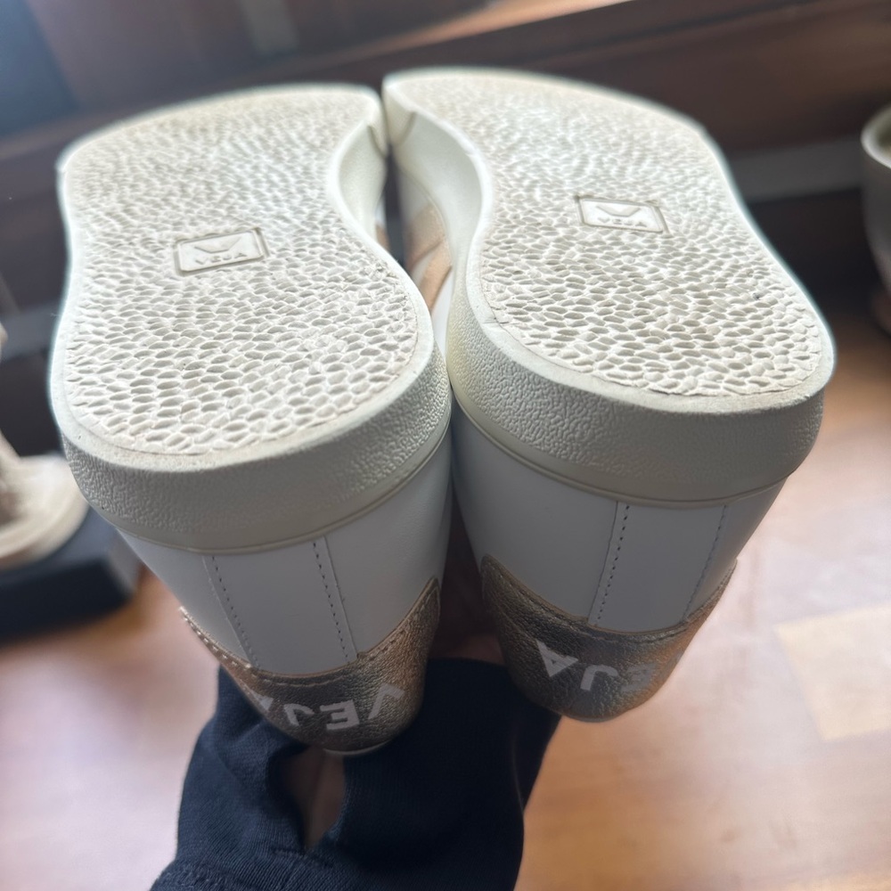 Veja White and Gold Women's Sneakers - Picture 10 of 13